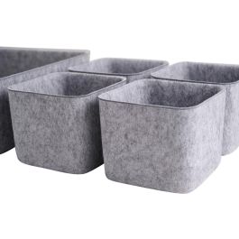 Day Juego de 5 Cestos Gris de Fieltro, 1 Cesto Grande 25x25cm y 4 Pequeños 12x12cm