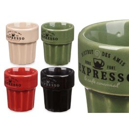 Vessia Vaso Expresso Loza 80 ml Colores Surtidos (Rojo, Crema, Negro, Verde) Apto Lavavajillas y Microondas 6x7x6 cm (Set de 36)