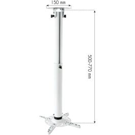 Techly Soporte de Techo Profesional para Proyector ICA-PM 104MW, 15 kg, Ajustable 50-77 cm, Blanco