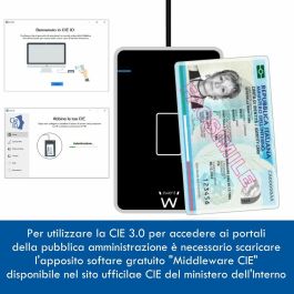 Ewent EW1053 Lector de Tarjetas Inteligentes Sin Contacto USB NFC para DNIe, Tarjeta Sanitaria, Windows, Mac - Negro