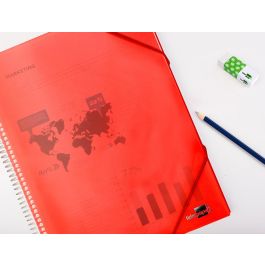 Carpeta Liderpapel Escaparate Con Espiral 20 Fundas Polipropileno Din A4 Rojo