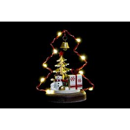 DKD Home Decor Figura Navidad Fantasía LED, Marrón Rosa Dorado, Diseño Árbol, 7x14x10 cm (Pack 6 Unidades Surtidas)
