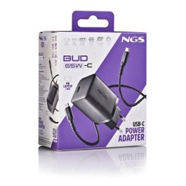 NGS BUD65W-C Cargador de Pared GaN 65W con USB-C y Cable Tipo-C a Tipo-C de 1.5m para Smartphones y Portátiles