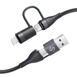 Subblim Cable USB-C 4 en 1 60W 480Mbps 1m Negro SUBCAB-4IN101 (USB-C, Lightning, USB-A) Precio: 9.89000034. SKU: B1CEXG7A29