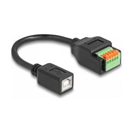 DeLOCK USB 2.0 Adapter Cable Tipo-B Hembra a Bloque de Terminales de 5 pines con Botón Pulsador, 15 cm, Negro