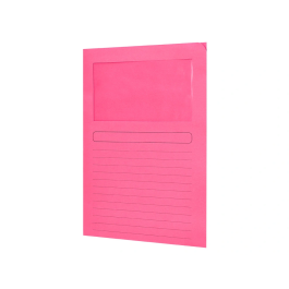 Q-connect Subcarpeta Cartulina DIN A4 Rosa con Ventana Transparente 120 g/m²
