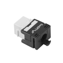 Lanberg KSU6-2000 Conector Keystone RJ45 Cat.6 UTP, Plano, Negro/Blanco, PoE