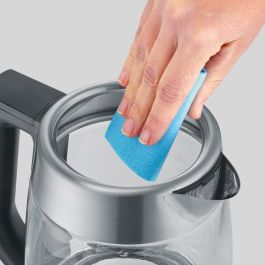 Severin WK 3480 Hervidor de Agua y Té Deluxe 1.7L 3000W, Vidrio/Acero Inoxidable, Blanco, Termostato, Mantener Caliente