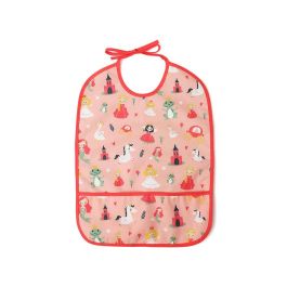 KioKids Babero Impermeable Rosa con Bolsillo Recogemigas y Cierre Lazo para Bebés +4 Meses, Material Poliéster TPU, Fácil de Limpiar