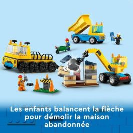 LEGO 60391 CITY: Camiones del Sitio y Grúa con Bola de Demolición, Juguete de Máquina de Construcción LEGO 60391 CITY: Camiones del Sitio y Grúa con Bola de Demolición, Juguete de Máquina de Construcción