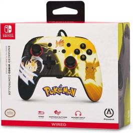 Power A Mando con Cable NSGP0039-02 para Nintendo Switch Pikachu vs. Meowth, Control con Cable Mejorado con Botones Asignables y Cable de 3m