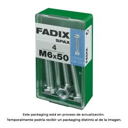 Fadix Caja 4 Unidades Tornillo Métrica Cabeza Hexagonal + Tuerca Cincada M6x50mm