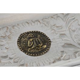 Bandeja Vaciabolsillos Indio DKD Home Decor Blanco Dorado 15 x 4 x 24 cm (6 Unidades)