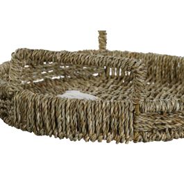 Bandeja Boho DKD Home Decor Natural Blanco 44 x 12 x 44 cm Set de 3