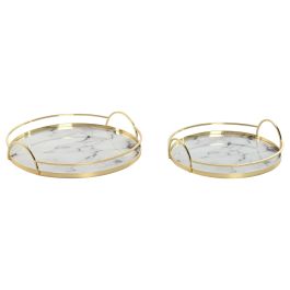 Bandeja Decoracion Moderno DKD Home Decor Dorado Blanco 30 x 6 x 30 cm Set de 2 Precio: 21.49999995. SKU: B1DFCWVM49