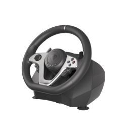 GENESIS Seaborg 400 Volante y Pedales USB Alámbrico con Vibración 900° para PC, Switch, PS3, PS4, Xbox 360, Xbox One, One S, One X Negro/Plata