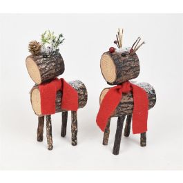 Figura Navidad Alpina DKD Home Decor Natural Rojo 9 x 23 x 10 cm (2 Unidades) Precio: 12.59000039. SKU: B174EWT598