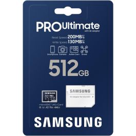 Samsung MB-MY512SA/WW Tarjeta de Memoria microSDXC Pro Ultimate 512GB 200MB/s Lectura 130MB/s Escritura UHS-I U3 V30 A2 con Adaptador SD