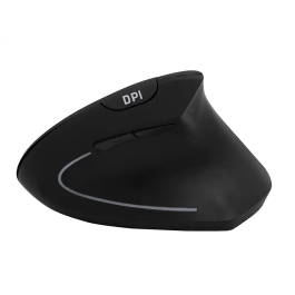 Q-connect Ratón Óptico Inalámbrico Ergonómico Vertical DPI 800/1200/1600 Pilas AAA Negro
