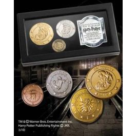The Noble Collection Réplicas Exactas Monedas Gringotts Harry Potter Chapadas Oro 24K Plata Cobre, Presentadas con Certificado