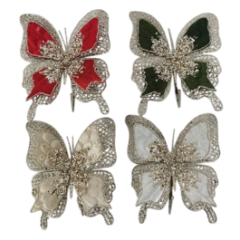DKD Home Decor Adorno Navideño Mariposa Poliéster Purpurina Surtido Verde Burdeos Beige Blanco 4x21x18 cm (12 Unidades) Precio: 38.78999971. SKU: B1CX6CWCRX