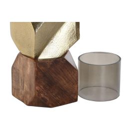 DKD Home Decor Portavela Moderno Dorado Marron de Aluminio, Mango y Cristal, 10x40.5x10 cm, 2.35 kg