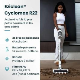 Eziclean EZI3760372558383 Aspiradora sin cable Cyclomax R22, 500W de potencia, 35 kPa succión, 52 minutos autonomía, Blanco