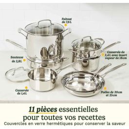 Cuisinart 77-11G Juego de Utensilios de Cocina, Acero Inoxidable, 11 Piezas, Apto para Inducción