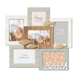 DKD Home Decor Marco Multifoto Atlántico de Madera y Cristal Marrón Turquesa con Estilo Beach para Varias Fotos 46.5x44.5 cm Precio: 16.61088. SKU: S3032400
