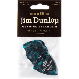 Dunlop Pack 12 Púas Guitarra Genuine Celluloid Turquesa Perlado Heavy