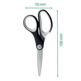 Leitz Tijeras Premium Titanio 150 mm, Acero Inoxidable, Cuchillas Duraderas, Agarre Ergonómico, Color Negro