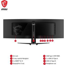 MSI MPG 491CQPDE Monitor Gaming Curvo QD-OLED 124.46cm (49") 5120 x 1440 DQHD Negro