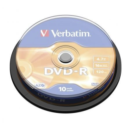 Verbatim DVD-R 4.7 GB 16X 10 Pack Spindle Matt Silver Precio: 7.88999981. SKU: S8419645