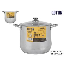 New Neron Olla de Cocina de Acero Inoxidable 28 cm (14 L) con Tapa, Apta para Todo Tipo de Cocinas incluyendo Inducción (4 Unidades)