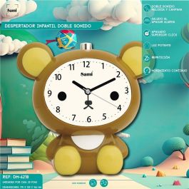 SAMI Despertador infantil con forma de oso de peluche con melodía/campaña SAMI para niños y niñas - Despertador muñeco oso SAMI