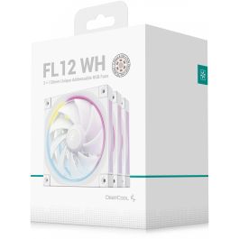 DeepCool FL12 WH-3 in 1 Ventilador PC 120mm Blanco Triple-Pack, 500-2150 RPM, PWM, Iluminación LED Multi