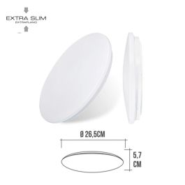 Aplique led circular de superficie 12 W 6500 k ø26,5 x 6,2 cm