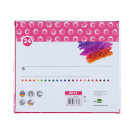 Liderpapel Lápices de Cera Semi Blandos Caja 24 Unidades Colores Surtidos Forma Hexagonal Papel Antimanchas Uso Escolar