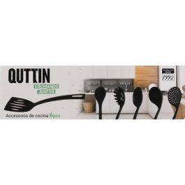 Quttin Set de 6 Utensilios de Cocina de Nylon Negro - Set/Conjunto 6 Piezas para Cocinar (8 Cajas)