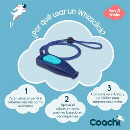 Coachi Whizzclick Azul Oscuro Botón Azul Claro Clicker y Silbato 2 en 1 para Adiestramiento de Perros y Cachorros