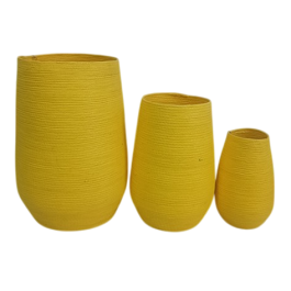 DKD Home Decor Macetero Urban de Fibra Amarillo 30 x 30 x 60 cm - Set de 3 Piezas Precio: 55.50000049. SKU: B1CXAKCQ6X