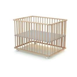 WEBABY AT43294452709438 Parque Plegable Rectangular CALI 70x100 cm hasta 24 Meses Madera Haya Cruda