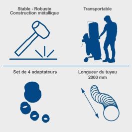 Scheppach DC500 Aspiradora de Taller 75L, 1150 m³/h de succión, con 6 adaptadores, ruedas y estructura metálica robusta.