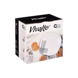 Vivalto Set 18 Piezas Vajilla Cuadrada Líneas Vidrio Opal Blanco y Negro - Incluye Platos Llanos (26x26 cm), Hondos y Postre (2 Unidades) Vivalto Set 18 Piezas Vajilla Cuadrada Líneas Vidrio Opal Blanco y Negro - Incluye Platos Llanos (26x26 cm), Hondos y Postre (2 Unidades)