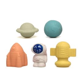 KioKids Set 5 Juguetes Espaciales Antimoho para Baño Bebé +4 Meses Ecológicos
