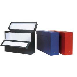 Elba caja de transferencia lomo 10cm c/tapa y solapa abatibles cartón forrado tela geltex azul
