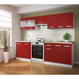 ULTRA Mueble de Cocina Alto 80cm Rojo Mate 2 Puertas Batientes Vidrio Diseño Contemporáneo Producción Europea