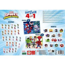 Educa Superpack 4 en 1 Spidey y sus Increíbles Amigos (Domino, Puzzle 25, Puzzle 50 e Identiti)