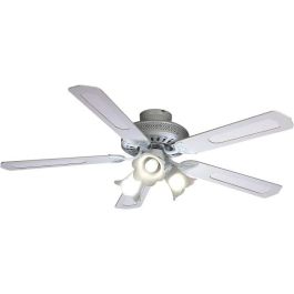 Farelek Ventilador de Techo Baleares Ø 132 cm, reversible, 5 aspas blancas/bastones, con iluminación 3 tulipanes 60W E27