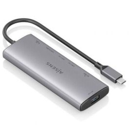 Aisens ASUC-7P031-GR Docking USB Tipo-C 7 en 1 con HDMI 4K, 3xUSB 10Gbps, Lector Tarjetas y PD 100W Gris